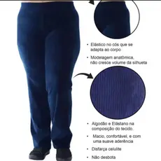 CALÇA VELUDO PERNA RETA SENHORA FRIO INVERNO DIA A DIA