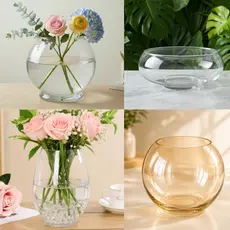Aquário Redondo Vidro Transparente Decoração Terrário Vaso Sala Mesa