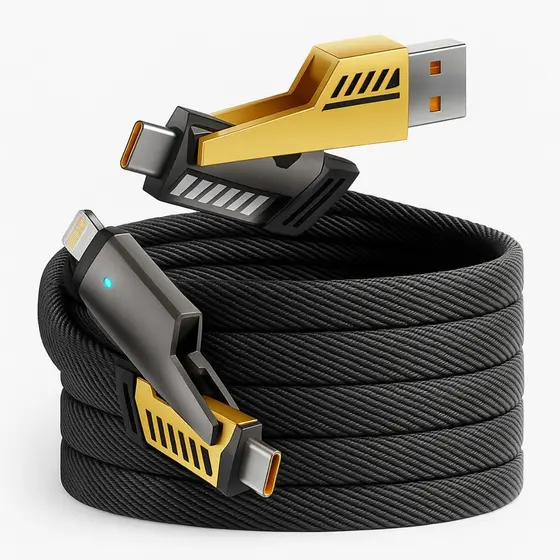 Cabo 4 em 1 Turbo Reforçado 65W Carregamento Rápido Transferência de Dados iPhone Android MacBook