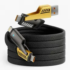 Cabo 4 em 1 Turbo Reforçado 65W Carregamento Rápido Transferência de Dados iPhone Android MacBook