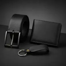 Kit Carteira Masculina + Cinto + Chaveiro Dia dos Pais Presente