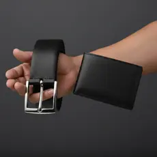 Kit Cinto Masculino 120CM + Carteira Masculina Lisa Slim Porta cartão Masculino