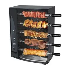 Churrasqueira Elétrica Rotativa 5 espetos Arke Vitta Smart-05, Preta