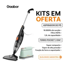 [Venda em combo] Gaabor Aspirador de pó portátil GVCW-M15A + Ferro de passar a vapor portátil HM-M01A 2 em 1 top clean
