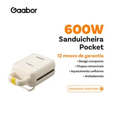 Gaabor Sanduicheira Elétrica Assadeira Removível Antiaderente  Portátil de dupla face Lanche Rápido SM60M-WH01A