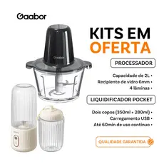 [Venda em combo]Gaabor Espremedor de frutas portátil USB 350 ml + 280 ml FP03T + Moedor de carne 2L MG-15M02A