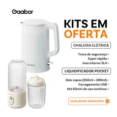 [Venda em combo] Gaabor Chaleira elétrica 1,7L EK20M +  Espremedor de frutas portátil USB 350 ml + 280 ml FP03T
