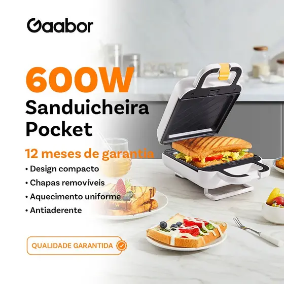 Gaabor Sanduicheira Dupla Face Rapida Compacta Ideal para Cafe da Manha 127V/220V