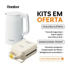 [Venda em combo] Gaabor Chaleira elétrica 1,7L EK20M + Sanduicheira Elétrica SM60M Temperatura constante de dupla face