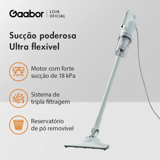 Gaabor Aspirador 2 em 1 18000Pa Forte Sucção Silencioso Fácil Guardar CW-18M02A