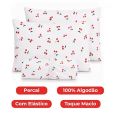 Jogo de Lençol Casal Solteiro 100% Algodão Percal 200 Fios Extra Macio Com Elástico