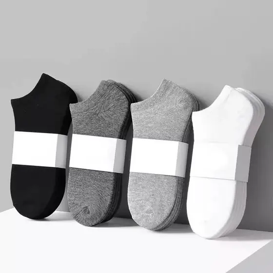 12 Pares De Meias Antiodor No Show – Redondas Respiráveis , Unissex Preto/Branco/Cinza