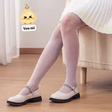 Meia Arrastão Com Strass Infantil, Meia Arrastão de Brilho Para Menina tem 2 Cores