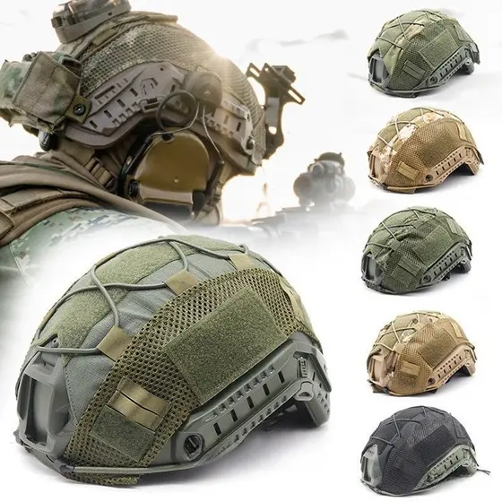 Capacete Tático Camuflado SENGONG com Corda Elástica - Adequado, Durável em Poliamida para Operações de Campo CS ao Ar L