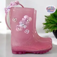 Bota Galocha Infantil Menina Original Leve e Confortável Com Tiara de Brinde