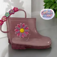 Bota Galocha Infantil Menina Original Leve e Confortável Com Tiara de Brinde