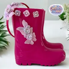 Bota Galocha Infantil Menina Original Leve e Confortável Com Tiara de Brinde