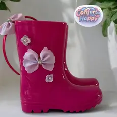 Bota Galocha Infantil Menina Original Leve e Confortável Com Tiara de Brinde