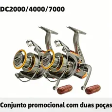 KIT 2 Carretel Molinete Dc 7000/4000/2000 Pesca Pesada 10kg Grande 5.2:1 carretilha de pesca.