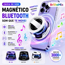 Caixa de Som LED Bluetooth Magnética – Mini Speaker RGB, Portátil, À Prova d’Água