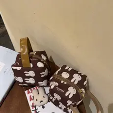 Bolsa de Lona com Estampa do Coelho Miffy Marrom Japonês, Bolsa de Maquiagem, de Armazenamento, Bolsa de Mão Portá