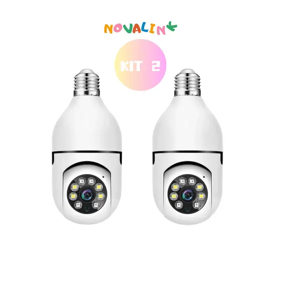 Kit 2 Câmera Segurança Lâmpada Wifi Full HD Sem Fio 360