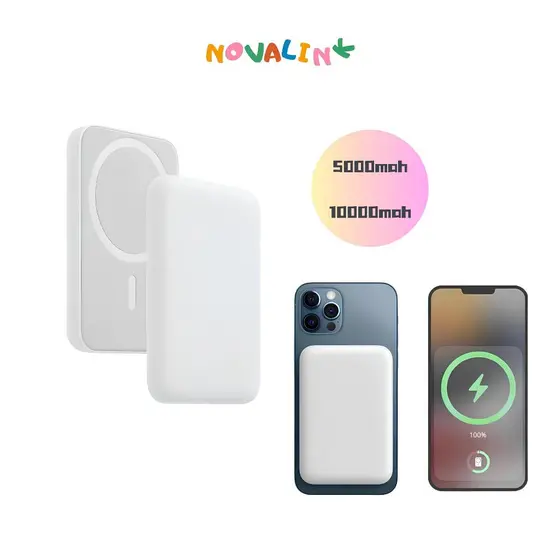 Carregador Portátil Indução para iPhone/Android Sem fio Bateria Carga 5000mAh