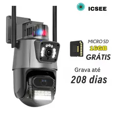 Camera Segurança Externa Lente Dupla 4k 6mp Sirene Policial, com sirene policia + MICROSD 16GB