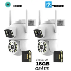 Câmera De Segurança Lente Dupla IP66 Wi-Fi 360° Sensor Movimento Visão Noturna+MICROSD 16GB