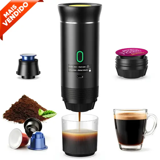 Cafeteira Espresso Portátil Recarregável Aquecimento 200s Extração 30s Prepara 3-5 Xícaras Viagem