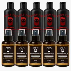 Kit 5 X Pro Barber MinoxDNACapilar Spray + 5 puro fio shampoo 250ml Crescimento Barba Cabelo Rápido Envio Imediato