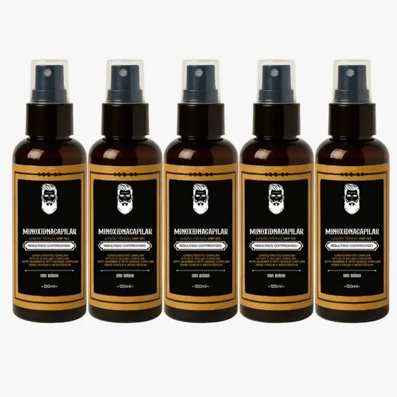 kit 5 Pro Barber MinoxDNACapilar Spray 120ml Crescimento Barba Cabelo Rápido Envio Imediato