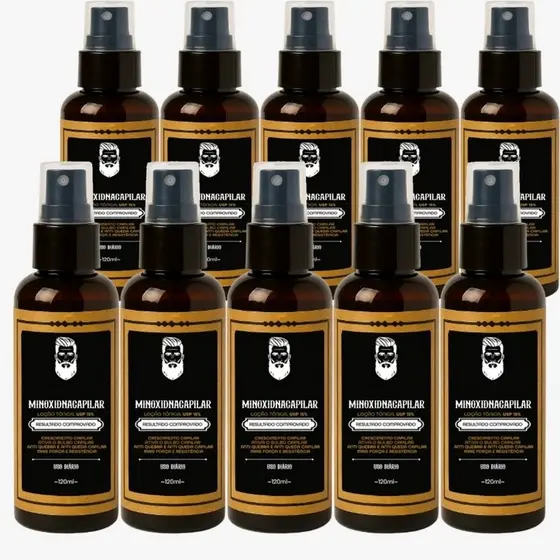 kit 10 Pro Barber MinoxDNACapilar Spray 120ml Crescimento Barba Cabelo Rápido Envio Imediato