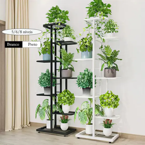 5/6/8 níveis Suporte para plantas prateleira expositora para plantas de interior e exterior flores e plantas Com rodas