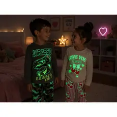 Kit de Pijamas que Brilha no Escuro Infantil 4 Peças Feminino e Masculino