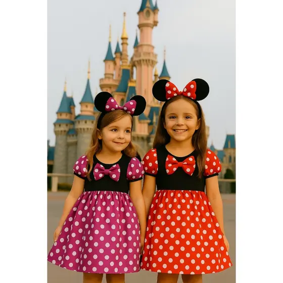 Fantasia infantil Minnie Rosa e Minnie Vermelha Disney menina FESTAS ANIVERSÁRIOS CARNAVAL