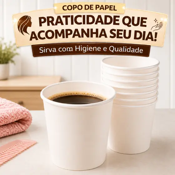 Copo de Papel 120ml Ideal para Café Bebidas Quentes Descartável e Higiênico