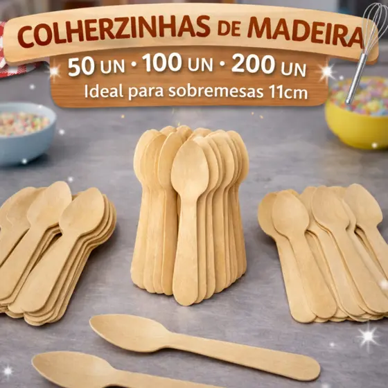 Mini Colheres Descartaveis De Madeira Biodegradavel Doces e Festas Lembrancinhas