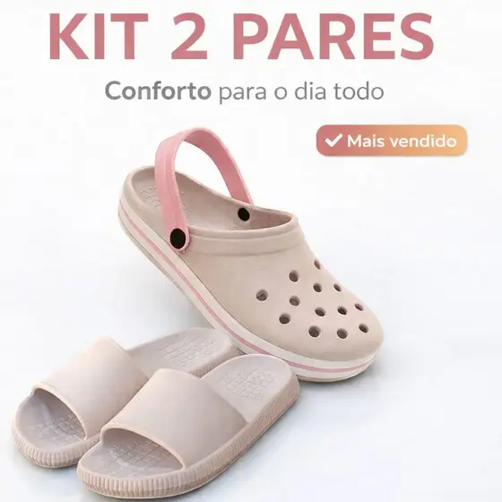 Sandália Feminina Chinelo Confortável Kit 2 Pares Anatômico Versátil Promoção