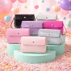 Bolsa Infantil de Menina de PVC Cristal Colorida Mini Bolsinha Fashion