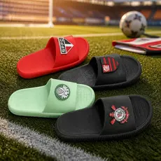 Chinelo Slide - Time de Futebol - Leve Confortável Lançamento - Adulto e Infantil