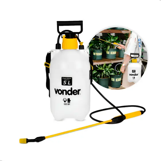 Pulverizador Manual 5 Litros Bomba Pressão Água Mato  Adubação uso agrícola Branco