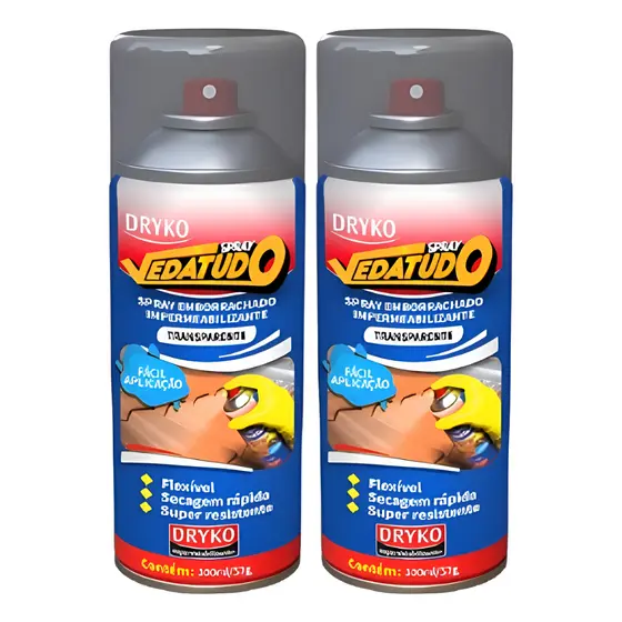 Kit 2 Borracha Líquida Vedatudo Impermeabilizante Spray Calhas Concreto PVC Telhas de fibrocimento reparo tubulação