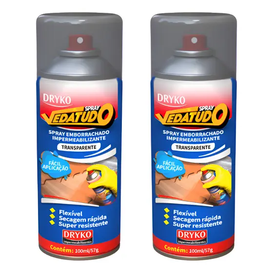 2 Spray Impermeabilizante Vedatudo Incolor 100ml Dryko Transparente