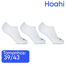 Kit 3 Meias Brancas Invisíveis HOAHI Original Algodão Legítimo Tam:39/43