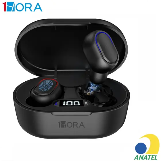 Fone de ouvido Bluetooth 5.3 Sem Fio 1HORA AUT114 Intra auricular confortável 25 horas de reprodução