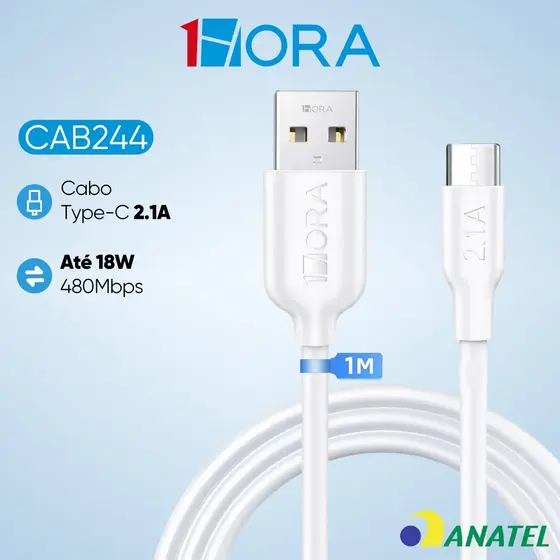 Cabo Carregamento/dados Tipo C Turbo Rápido 1 M Branco