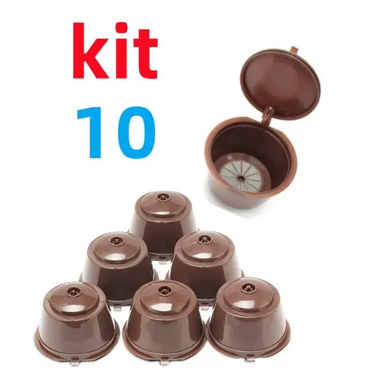 KIT COM 10 Cápsulas Refil Reciclável e Reutilizável, Cápsula Dolce, Gusto Reutilizável