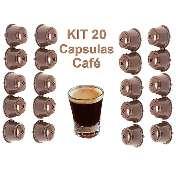 KIT COM 20 Cápsulas Refil Reciclável e Reutilizável, Cápsula Dolce, Gusto Reutilizável