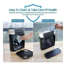 Mini Ventilador Umidificador Climatizador Portátil Entrada USB Bivolt Pratico Portatil Cor Preto